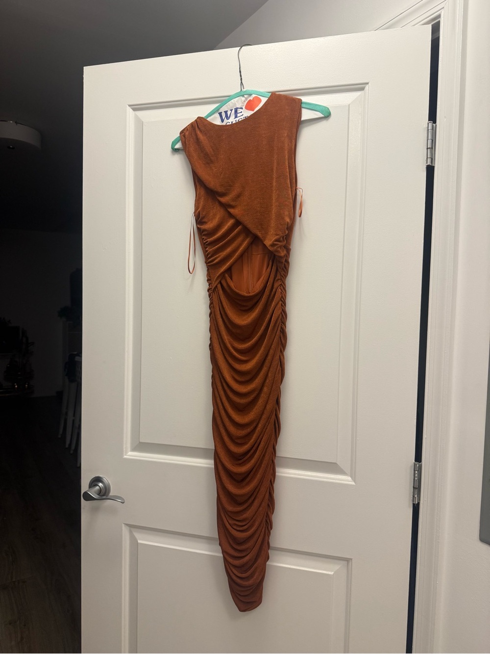 Showpo Rust One-Shoulder Ruched Maxi Dress
